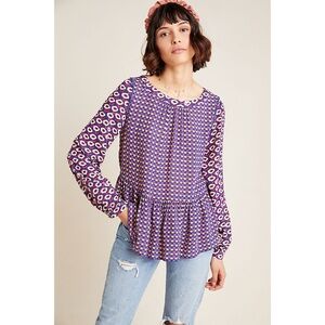 Anthropologie Peplum Blouse XS Purple